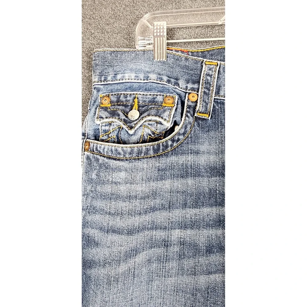 True Religion Section Straight Jeans Mens 36 Medium Wash Blue Denim‎ 100% Cotton